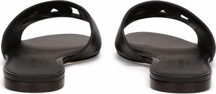 Dolce & Gabbana Dg Logo Leather Flat Sandals - Image 2