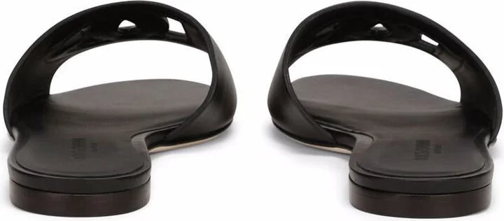 Dolce & Gabbana Dg Logo Leather Flat Sandals - Image 2