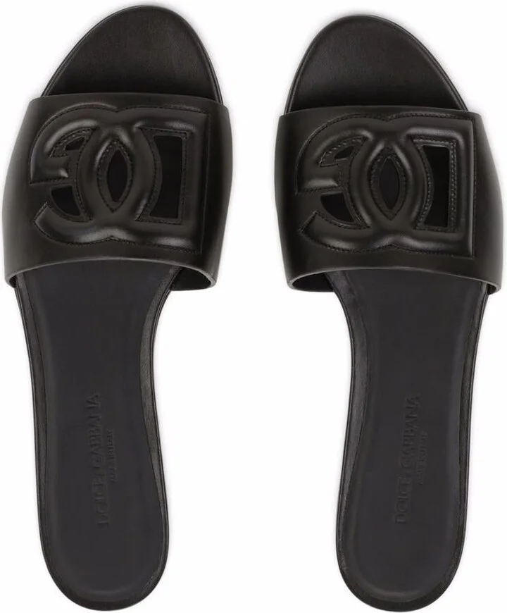 Dolce & Gabbana Dg Logo Leather Flat Sandals - Image 4