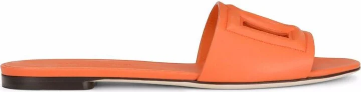 Dolce & Gabbana Dg Logo Leather Flat Sandals