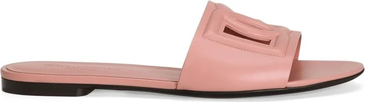 Dolce & Gabbana Dg Logo Leather Flat Sandals