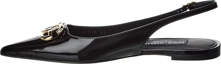 Dolce & Gabbana Dg Logo Leather Slingback Flat - Image 2