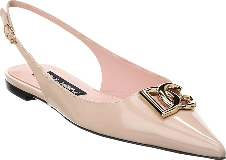 Dolce & Gabbana Dg Logo Leather Slingback Flat