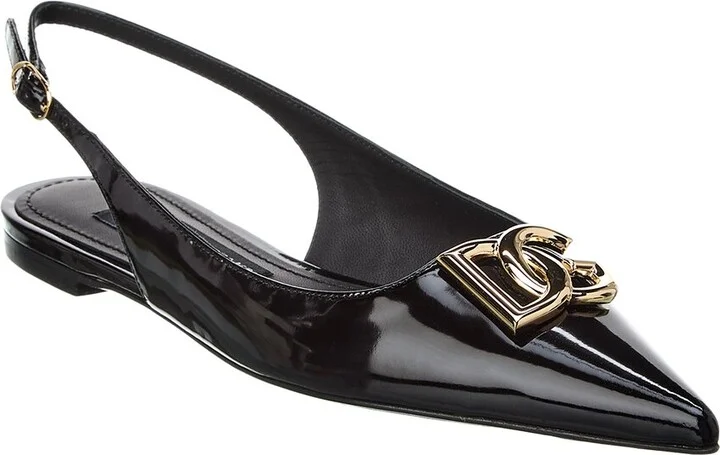 Dolce & Gabbana Dg Logo Leather Slingback Flat
