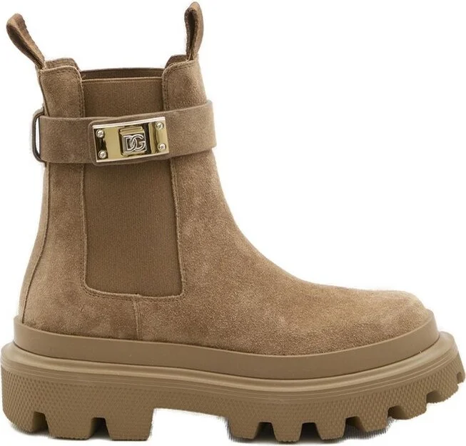 Dolce & Gabbana DG Logo Plaque Ankle Boots