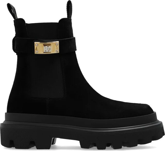 Dolce & Gabbana DG Logo Plaque Ankle Boots
