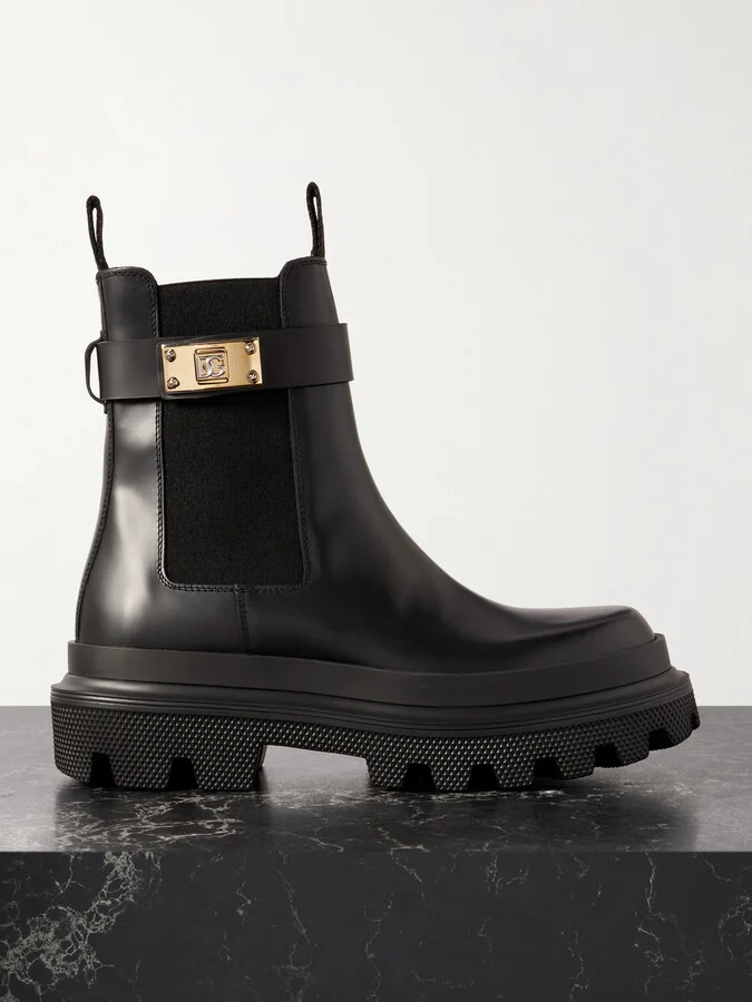 Dolce & Gabbana - Embellished Leather Chelsea Boots - Black
