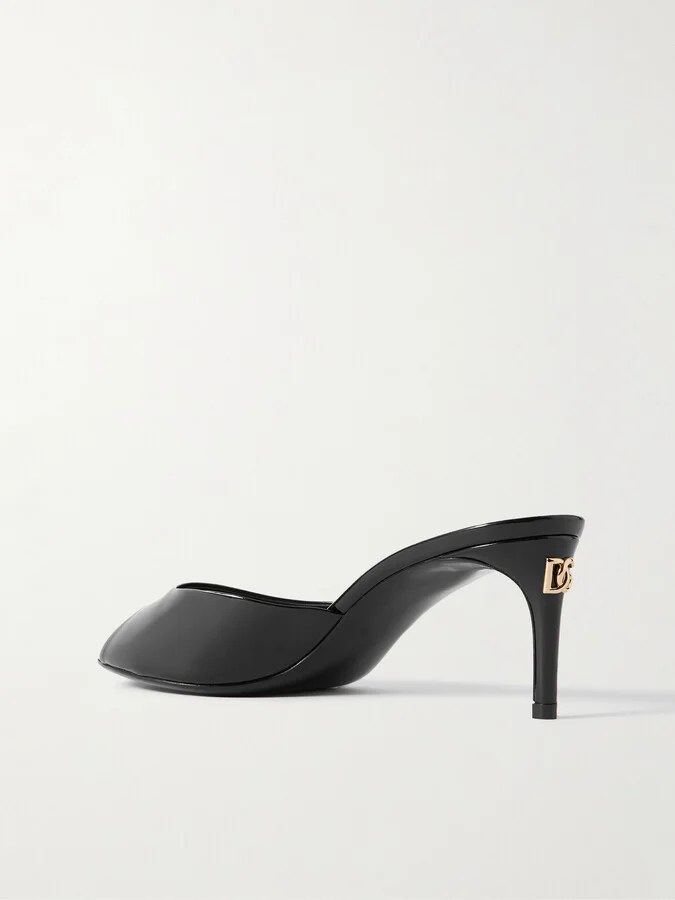 Dolce & Gabbana - Embellished Patent-leather Mules - Black - Image 3