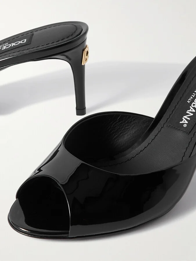 Dolce & Gabbana - Embellished Patent-leather Mules - Black - Image 4
