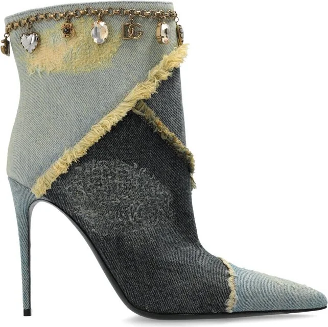 Dolce & Gabbana Embellished Pointed Toe Denim Pumps