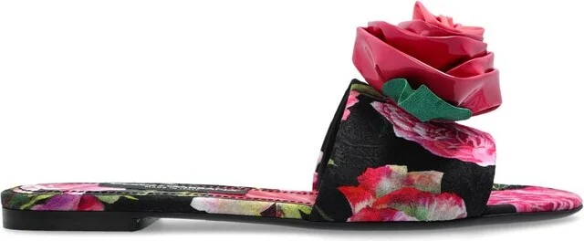 Dolce & Gabbana Floral Detailed Slip-On Slides