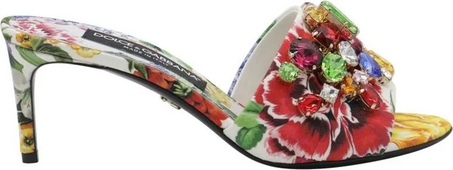 Dolce & Gabbana Floral Embellished Slip-On Mules