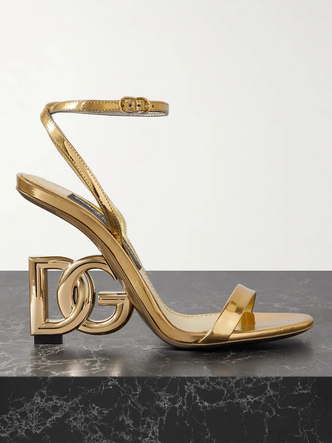 Dolce & Gabbana - Formale Embellished Metallic Leather Sandals - Gold