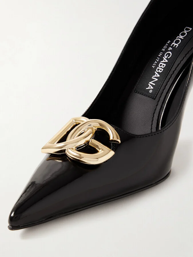 Dolce & Gabbana - Formale Embellished Patent-leather Point-toe Pumps - Black - Image 4