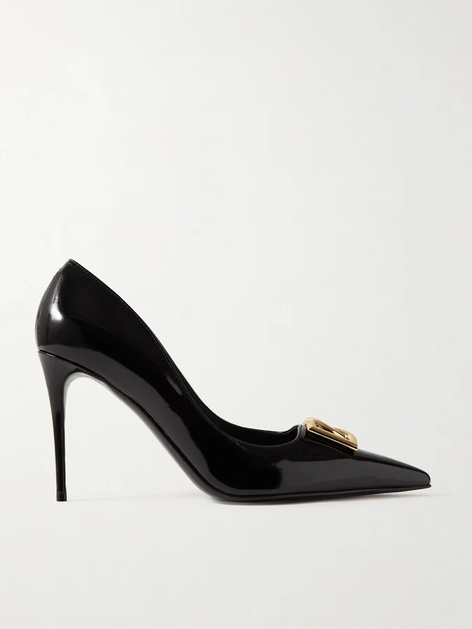 Dolce & Gabbana - Formale Embellished Patent-leather Point-toe Pumps - Black