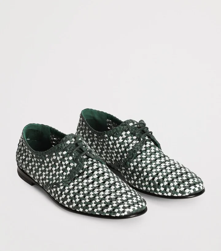 Dolce & Gabbana Goatskin Woven Derby Shoes - Image 2