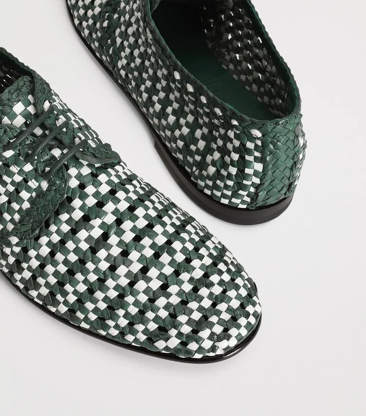 Dolce & Gabbana Goatskin Woven Derby Shoes - Image 3