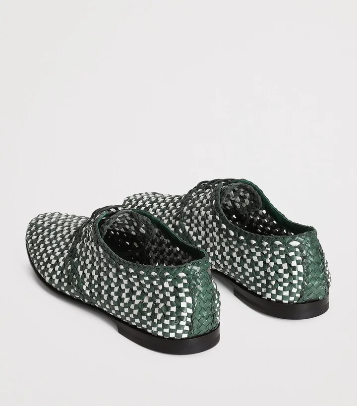Dolce & Gabbana Goatskin Woven Derby Shoes - Image 4