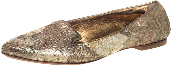 Dolce & Gabbana Gold Brocade Smoking Slippers Size 38