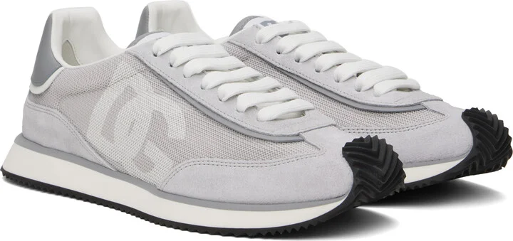 Dolce&Gabbana Gray Mixed-Material 'DG' Cushion Sneakers - Image 4