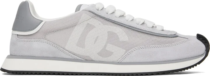Dolce&Gabbana Gray Mixed-Material 'DG' Cushion Sneakers