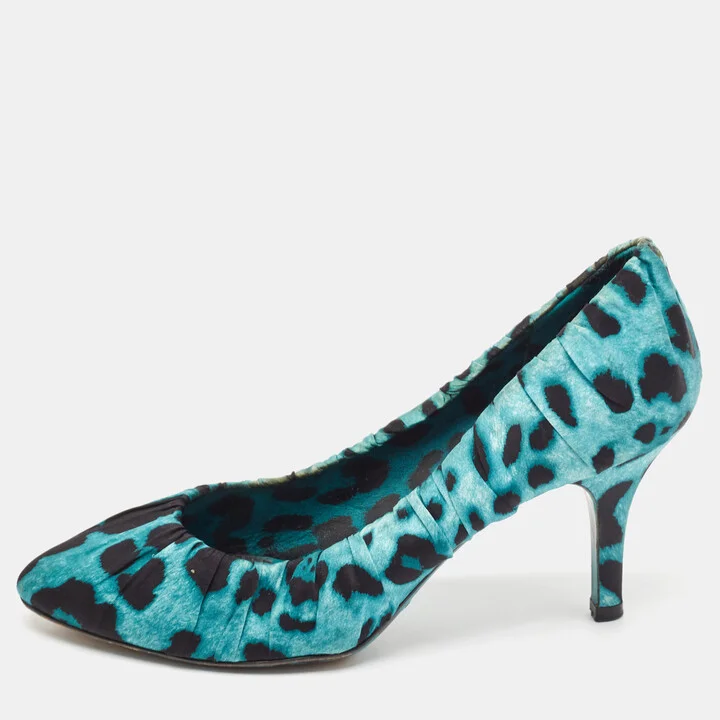 Dolce & Gabbana Green/Black Satin Pointed Toe Pumps Size 38