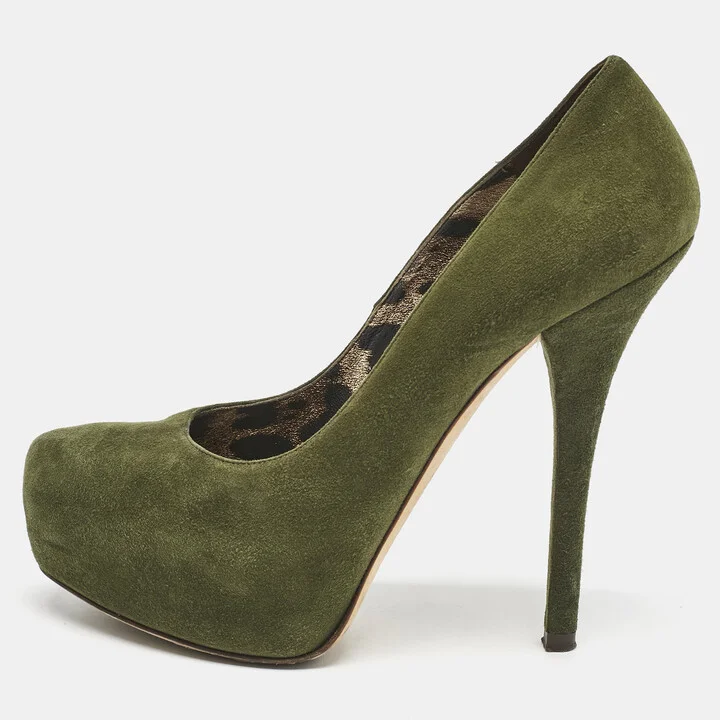 Dolce & Gabbana Green Suede Platform Pumps Size 36