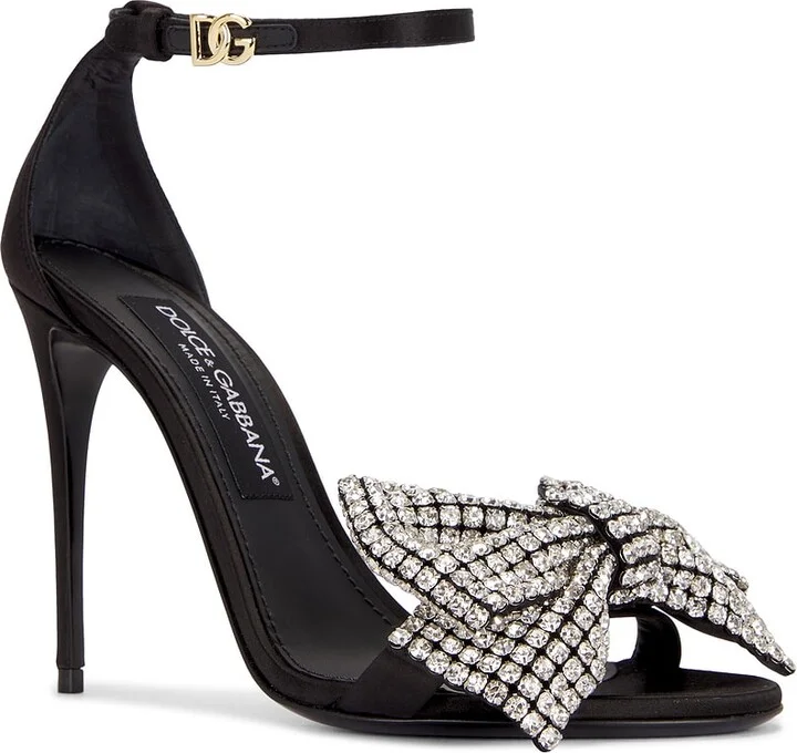 Dolce & Gabbana Keira Bow Sandal in Black - Image 2