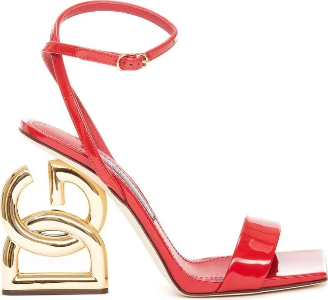 Dolce & Gabbana Keira DG Heel Square Toe Sandals