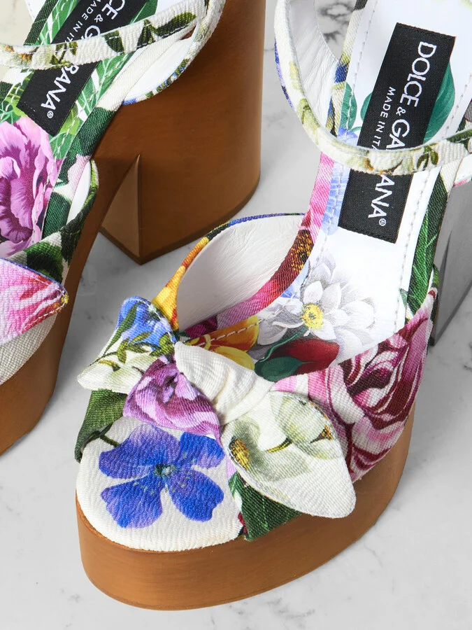Dolce & Gabbana - Keira Floral-print Canvas Platform Sandals - Multi - Image 4