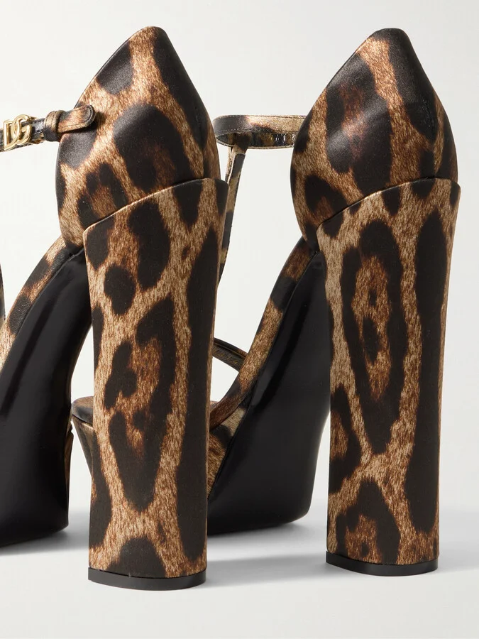 Dolce & Gabbana - Keira Leopard-print Satin Platform Sandals - Animal print - Image 4