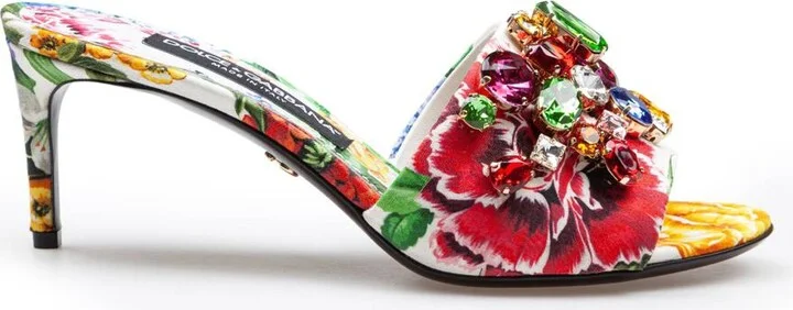 Dolce & Gabbana Keira Mule In Brocade With Flower Print