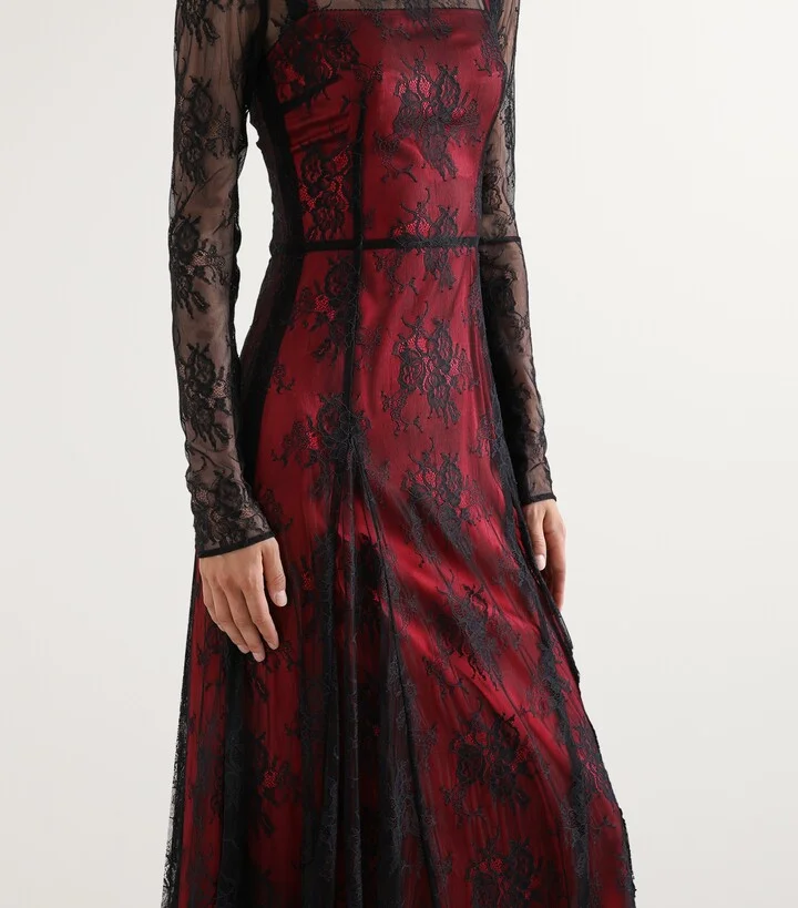 Dolce & Gabbana Lace Contrast Midi Dress - Image 4