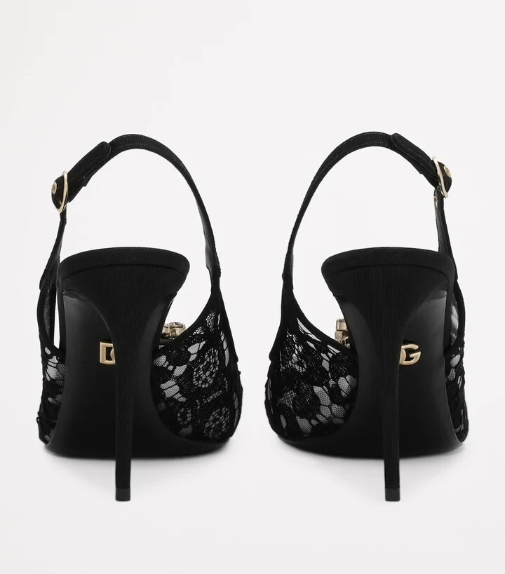 Dolce & Gabbana Lace Embellished Slingback Pumps 90 - Image 5