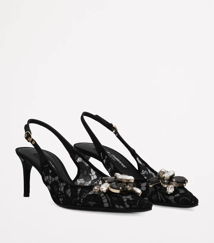 Dolce & Gabbana Lace Embellished Slingback Sandals 60 - Image 2
