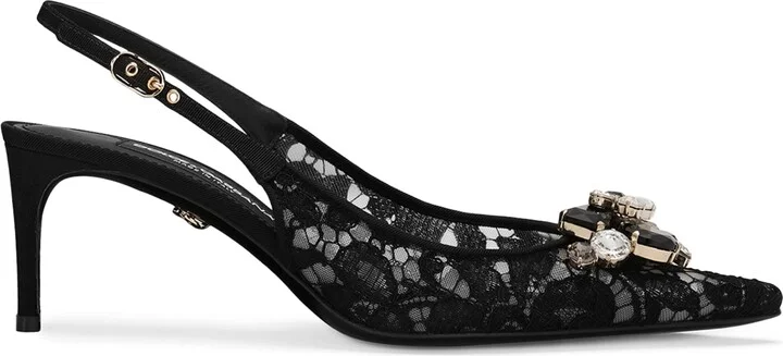 Dolce & Gabbana Lace Embellished Slingback Sandals 60