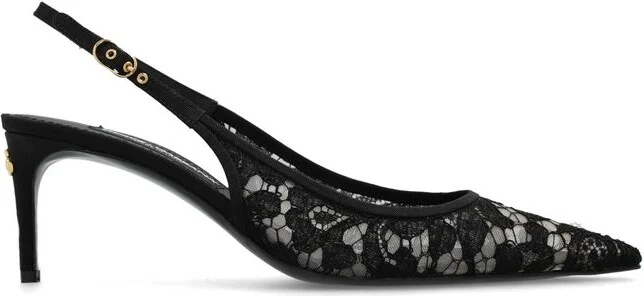 Dolce & Gabbana Lace-Panelled Slingback Pumps