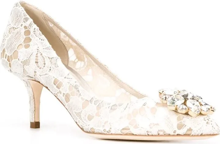 Dolce & Gabbana Lace Rainbow Pumps With 60Mm Brooch - Image 2