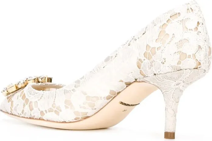 Dolce & Gabbana Lace Rainbow Pumps With 60Mm Brooch - Image 3