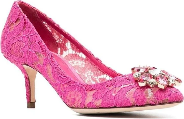 Dolce & Gabbana Lace Rainbow Pumps With Brooch Detailing Shoes - Image 2