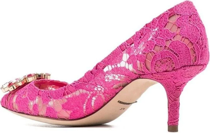 Dolce & Gabbana Lace Rainbow Pumps With Brooch Detailing Shoes - Image 3