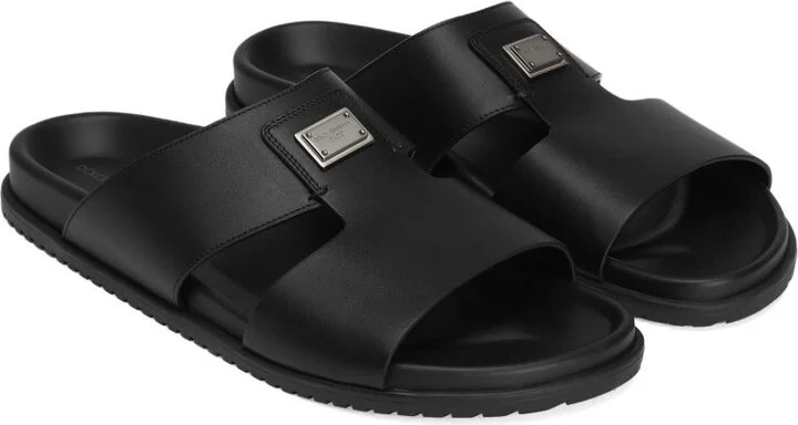 Dolce & Gabbana Leatehr Sandal With Logo - Image 2