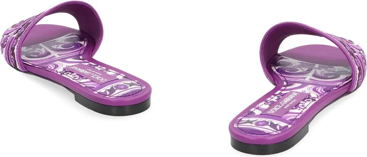 Dolce & Gabbana Leather And Fabric Slides - Image 4
