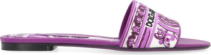 Dolce & Gabbana Leather And Fabric Slides - Image 2