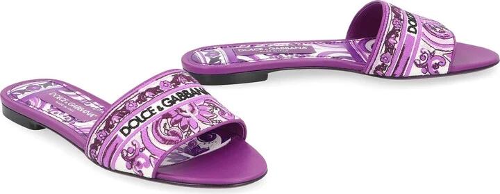 Dolce & Gabbana Leather And Fabric Slides - Image 3