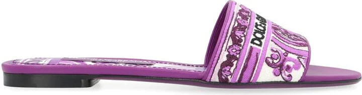 Dolce & Gabbana Leather And Fabric Slides