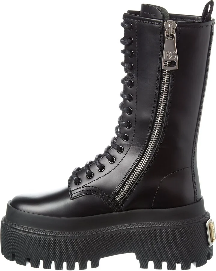 Dolce & Gabbana Leather Combat Boot - Image 2