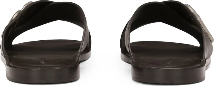 Dolce & Gabbana Leather Logo Crossover Sandals - Image 4