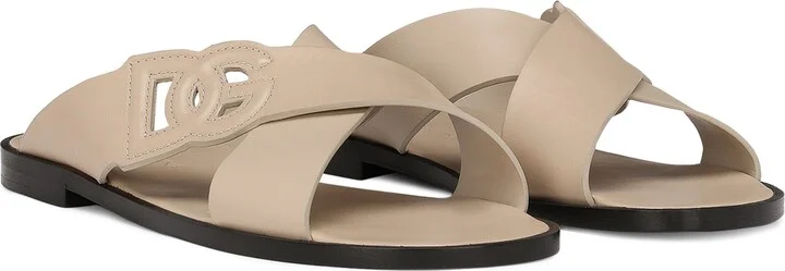 Dolce & Gabbana Leather Logo Crossover Sandals - Image 3