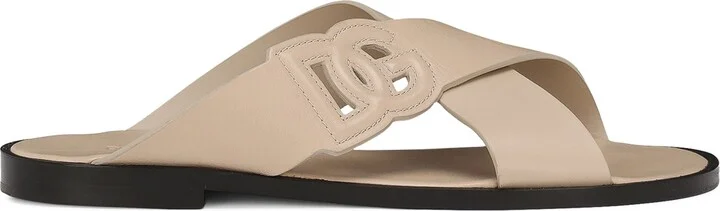 Dolce & Gabbana Leather Logo Crossover Sandals